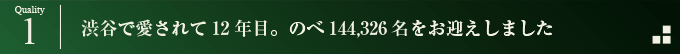 渋谷で愛されて12年目。のべ144,326名をお迎えしました